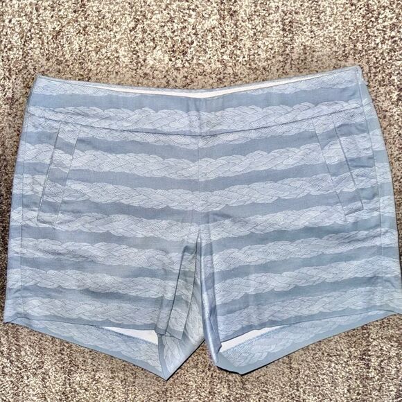 J. Crew Women's Pull On Blue Striped Stretch Summer Shorts Size 8 - Picture 5 of 9